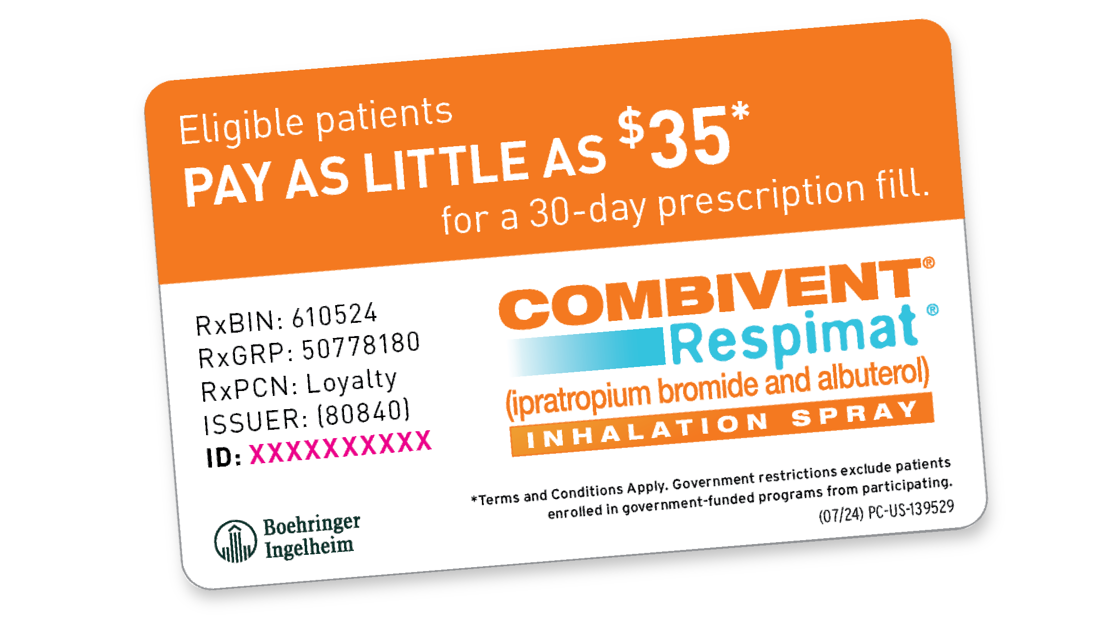 Eligible patients pay as little as $35* for a 30-day prescription fill. Terms and conditions apply.